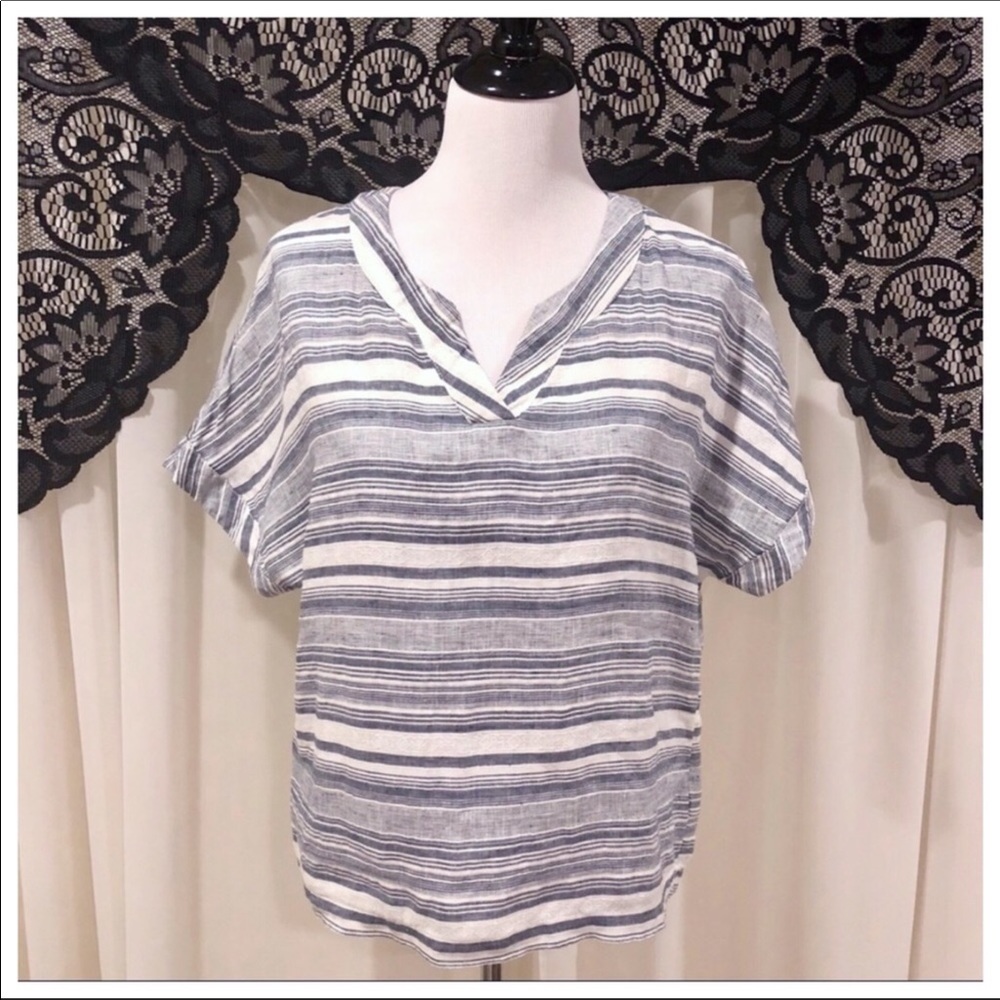 100% Linen | Textured Striped Bohemian Top